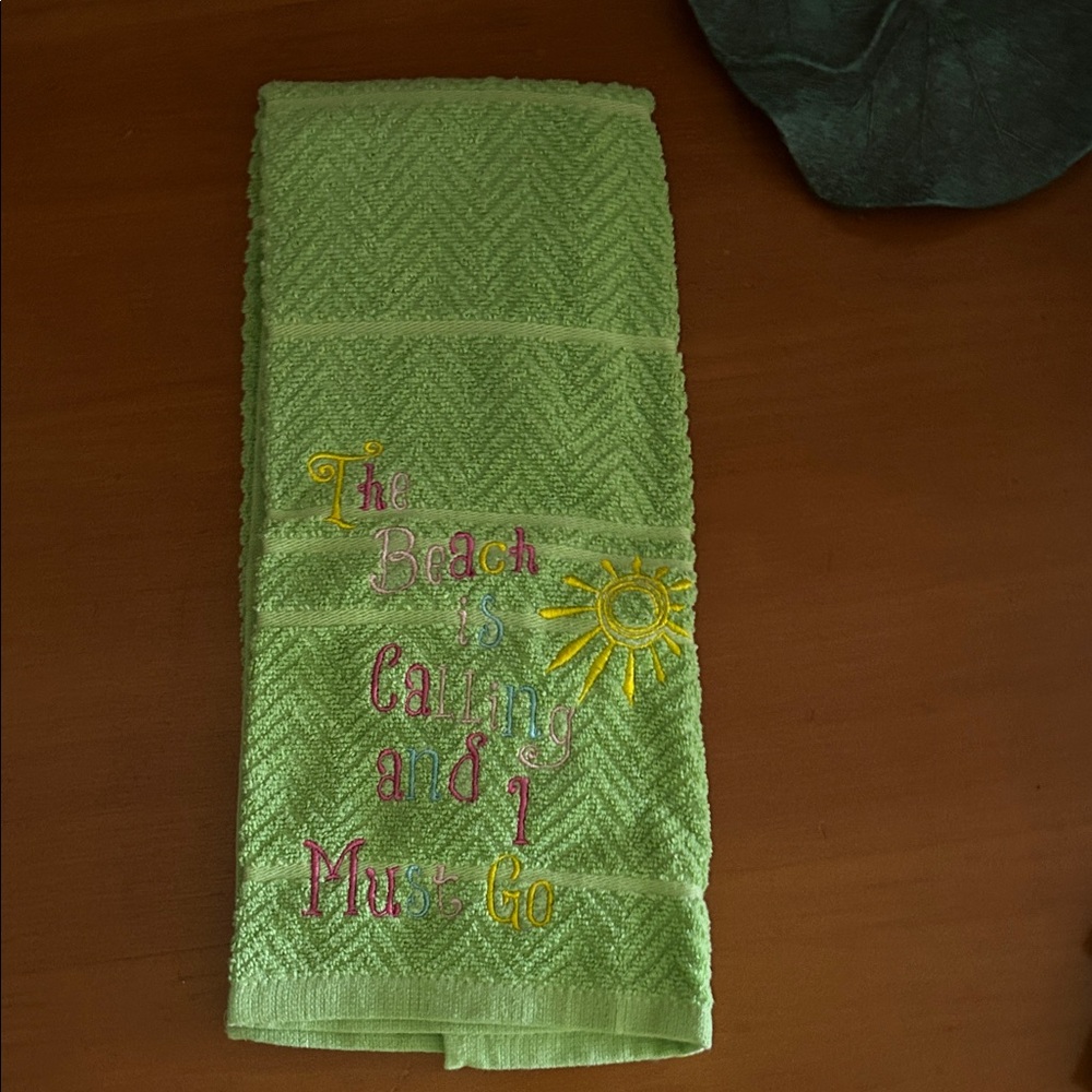 Green Beach Themed Kitchen Towel